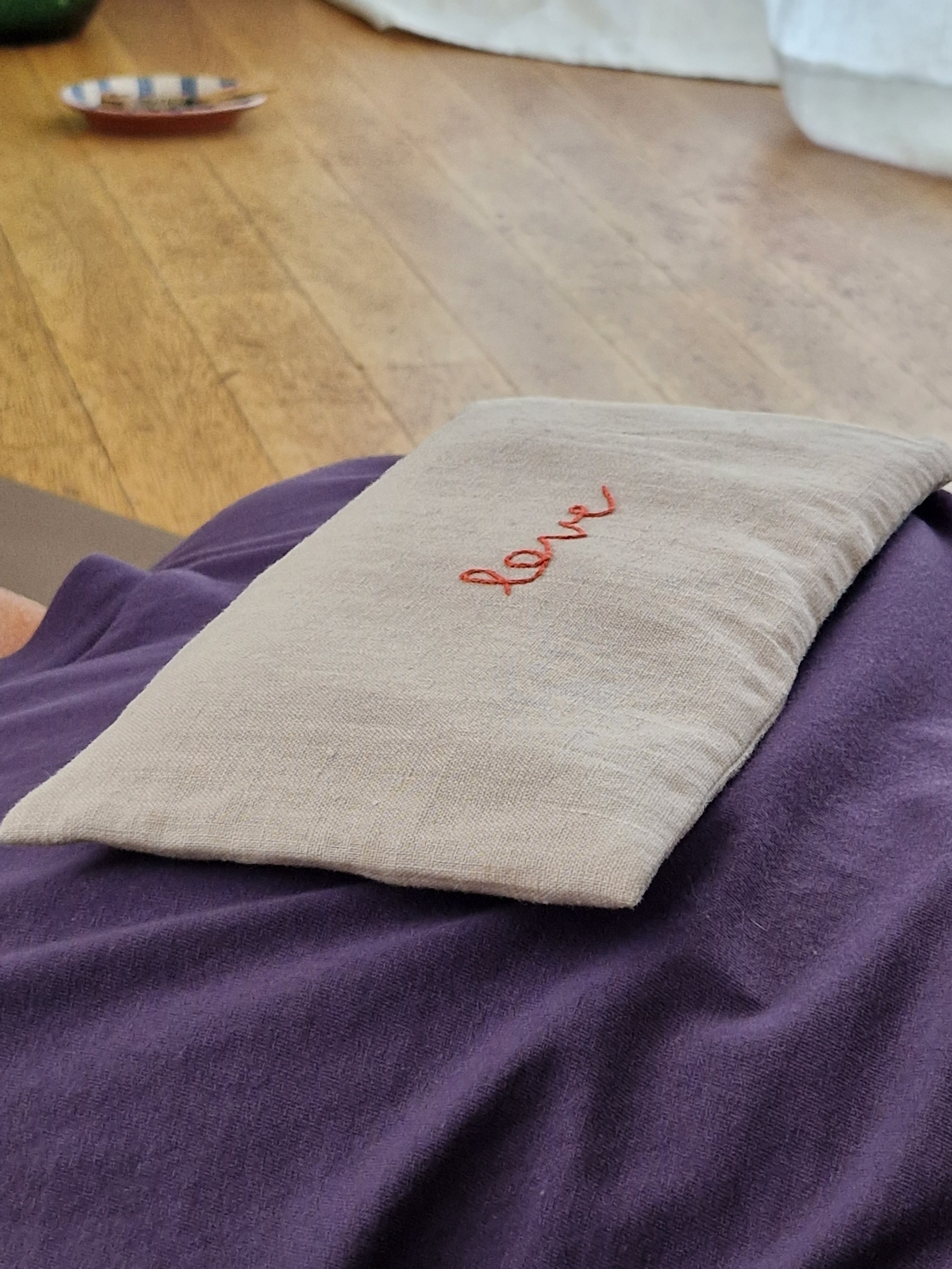 Augenkissen Leinen mit Lavendel & Pink Opal - Love