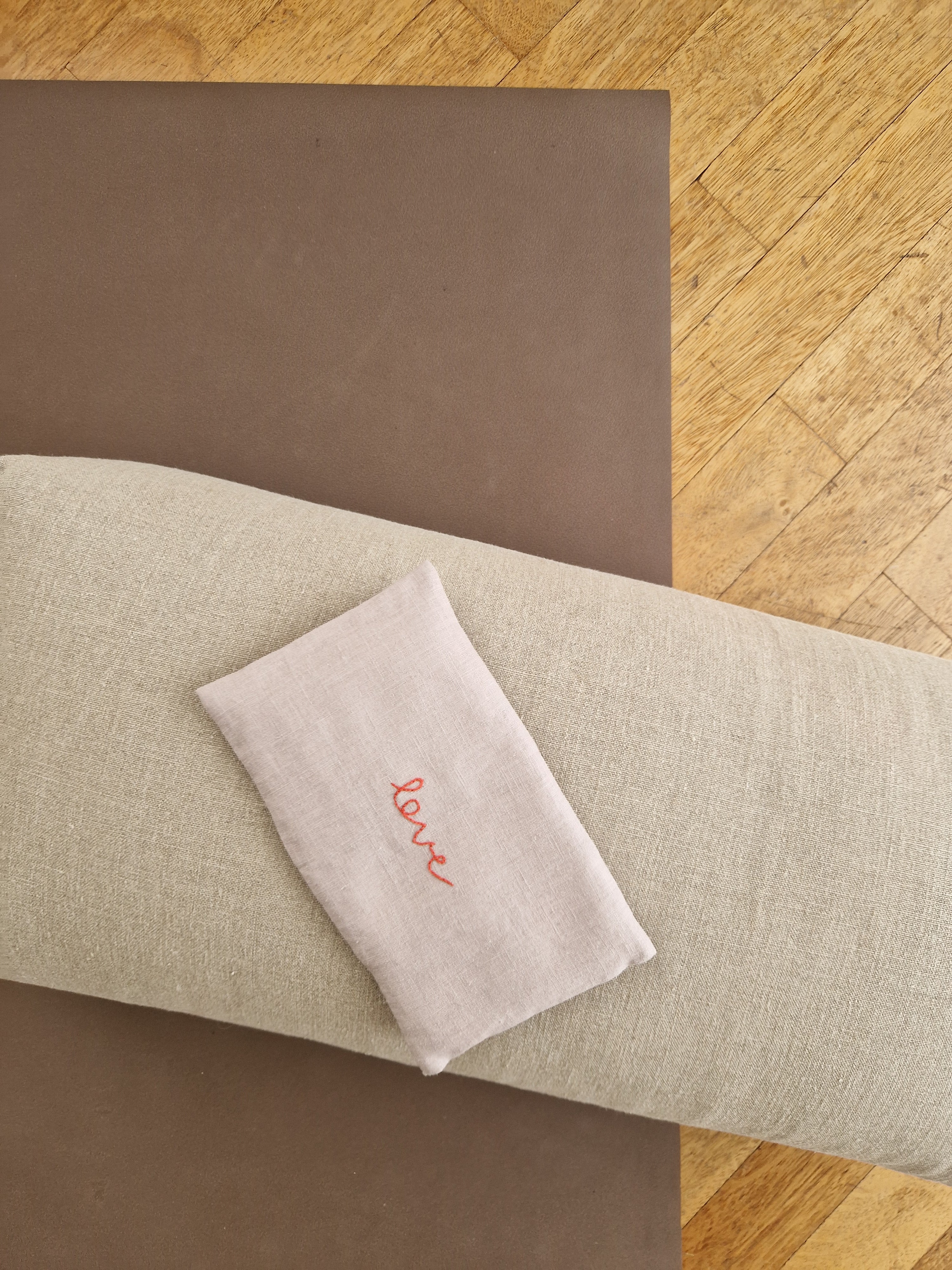 Augenkissen Leinen mit Lavendel & Pink Opal - Love