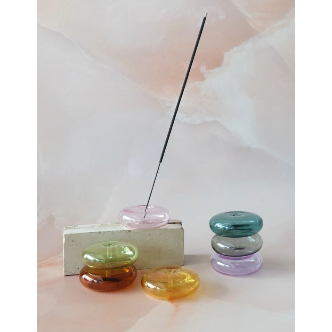 Räucherstäbchenhalter Bubble - mundgeblasenes Glas Gold